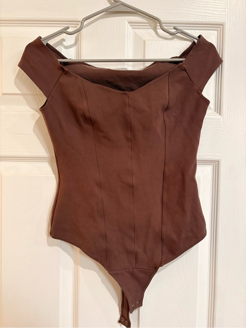 Abercrombie & Fitch Soft A&F Collection Off-Shoulder Sweetheart Bodysuit - Brown
